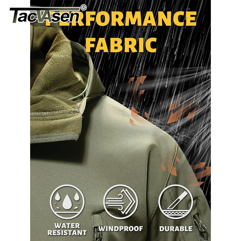 TACVASEN Solid Waterproof Fleece Lined Jacket Mens Jacket Softshell Outwear Coat Windbreaker Outdoor Warm Clothes with Pockets