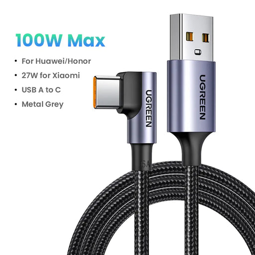 UGREEN 6A USB Type C Cable 100W/66W For Huawei Honor USB C Data Cord 27W Fast Charge For Xiaomi USB Type C Charging Super Charge 100W Single Angle CHINA