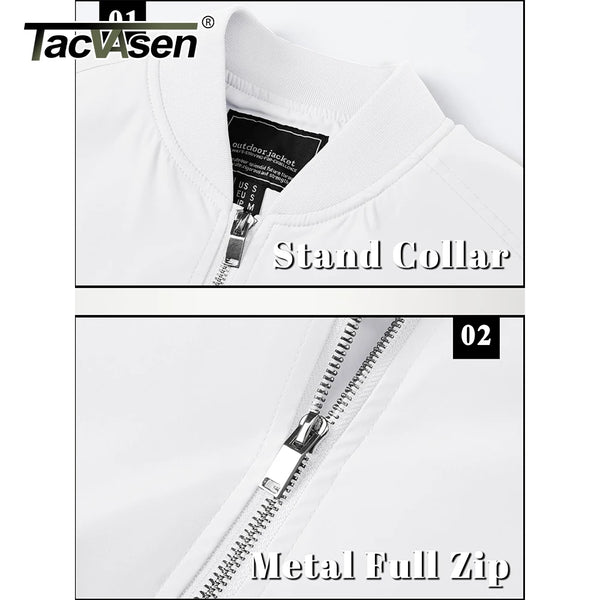 TACVASEN Men's Flight Jacket Summer Autumn Thin Lightweight Casual Windbreaker Multi-pockets Full Zip Up Varsity Baseball Jacket