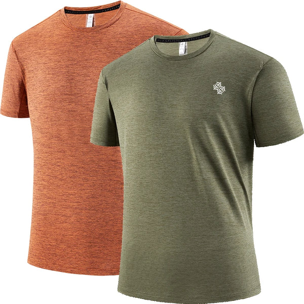 2pcs Quick Drying Men's Running T-shirt Fitness Sports T Shirt Gym Training Tees Breathable Jogging Casual Sportswear Unisex Top