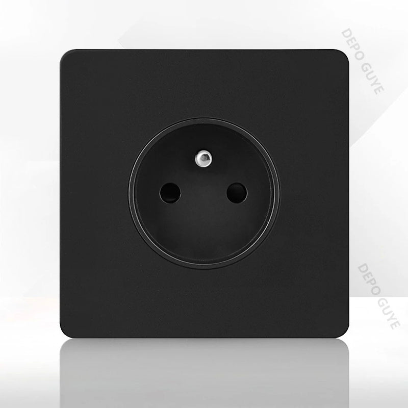 86 Type Retro Switch 1-4 Gang 2 Way Wall Light Brass Lever Toggle Switch Black Matte Stainless Steel Panel EU FR Power Outlet