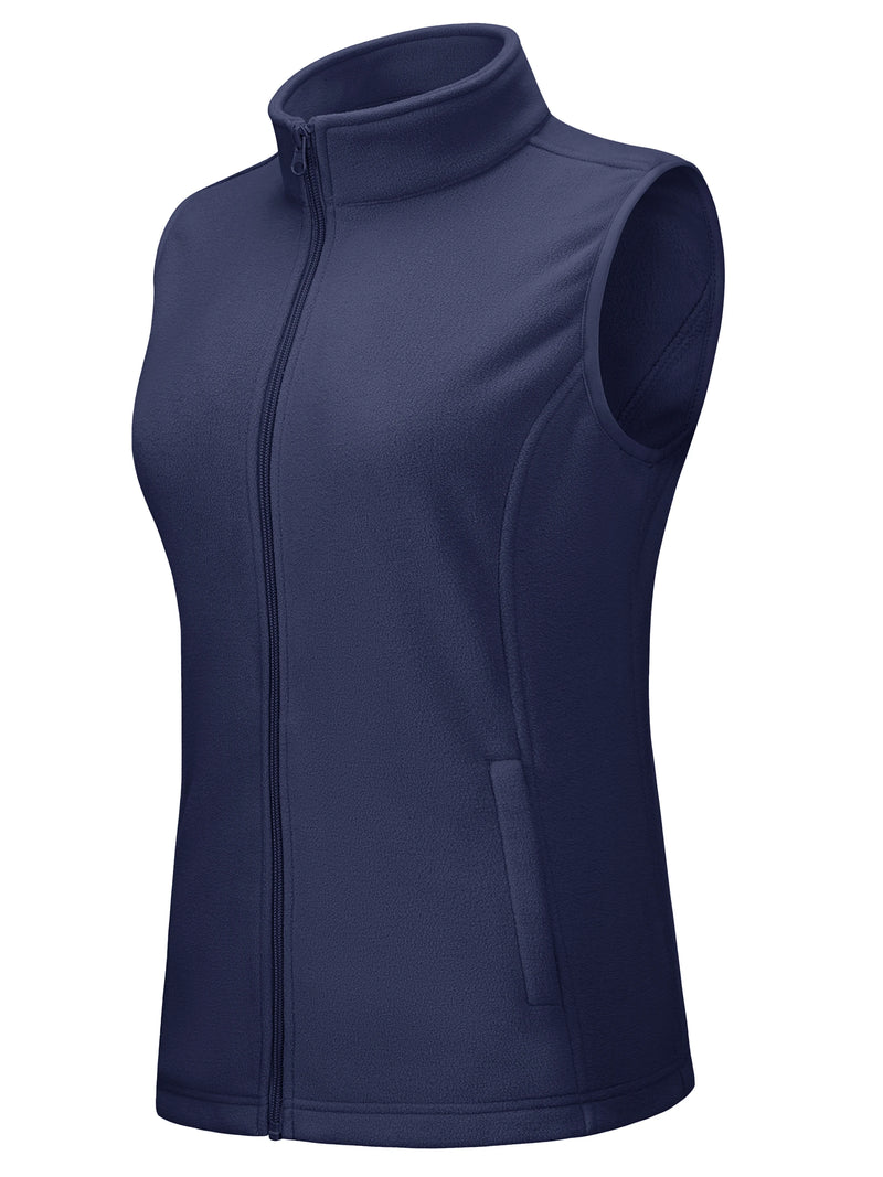 TACVASEN Women's Autumn Winter Lightweight Polar Fleece Vest Full-Zip Layering Jacket with 2 Pockets for Hiking and Daily Wear