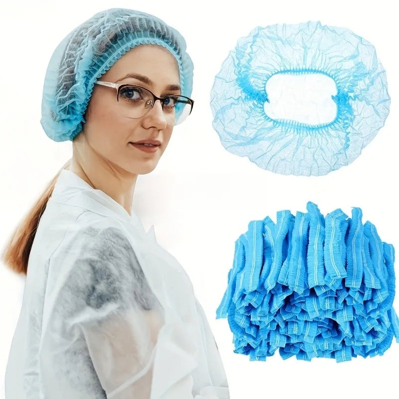 10/20pcs Disposable Non-woven Hat,Kitchen, Factory Hair Net,Workshop Dustproof Breathable Strip Hat,Drawstring Closure.
