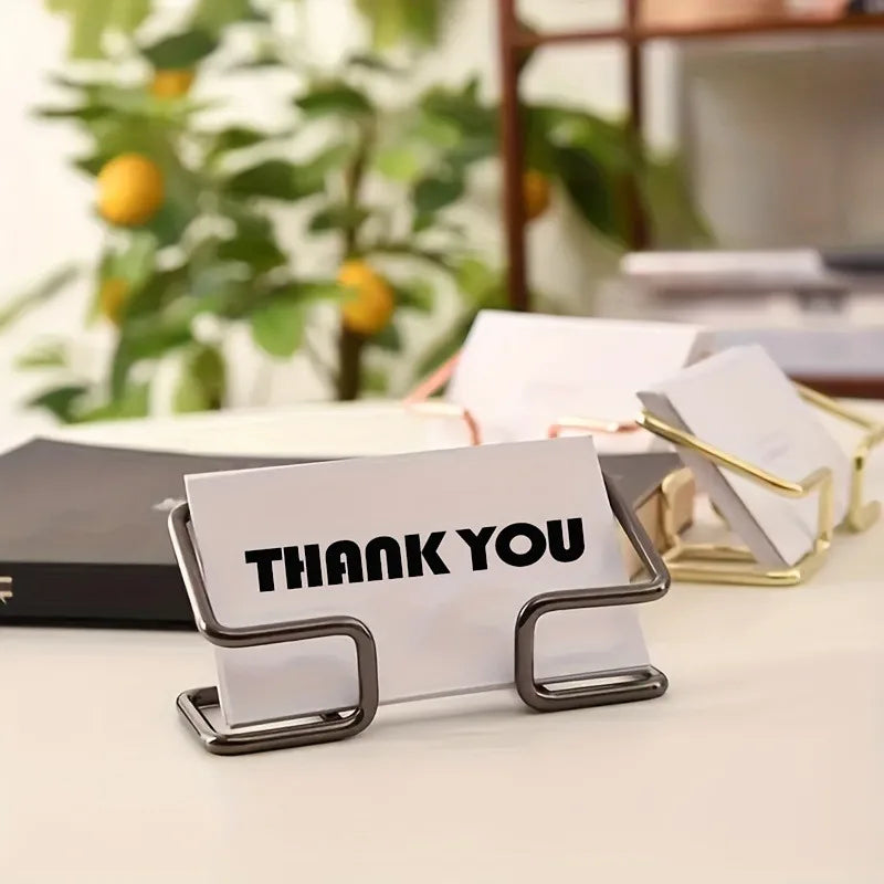 1pc Office Desk Card Holder, Cute Golden Card Storage Box, And Male And Female Office Desk Accessories,stainless steel material.
