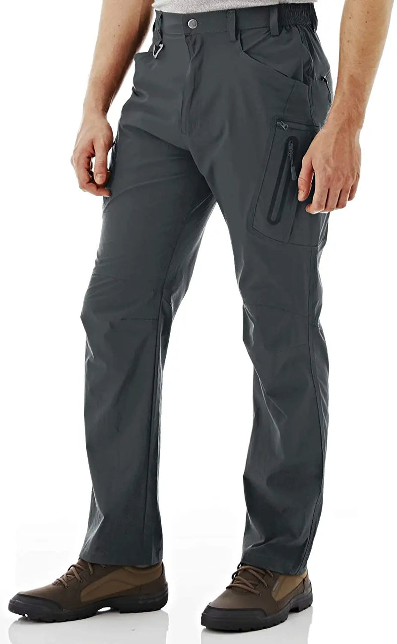 TACVASEN Lightweight Hiking Work Trousers Mens Fishing Pants Outdoor Nylon Quick Dry Pockets Cargo Pants Casual Work Trousers