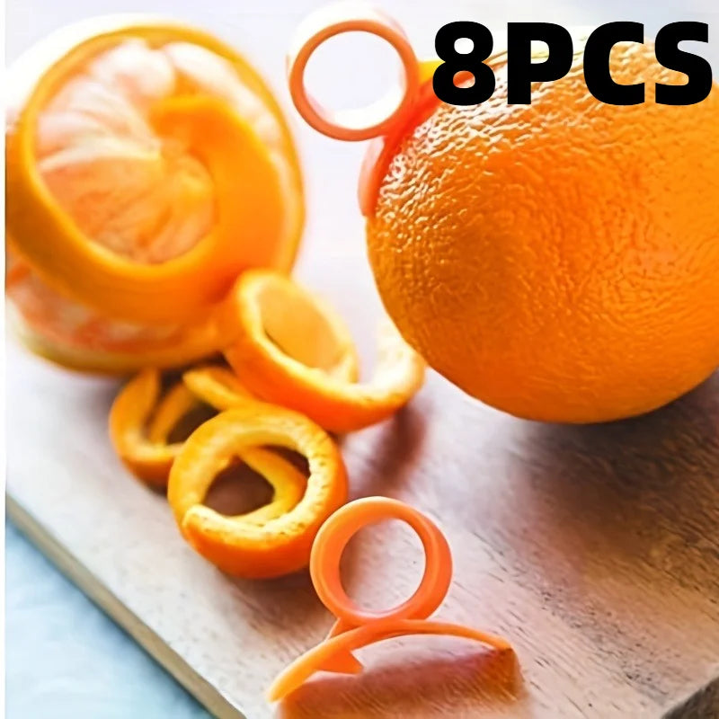4/8pcs Snail Finger Ring Orange Peeler, Creative Kitchen Gadget, Plastic Orange Peeler, Lemon Peeling Ring, fruit peeler.