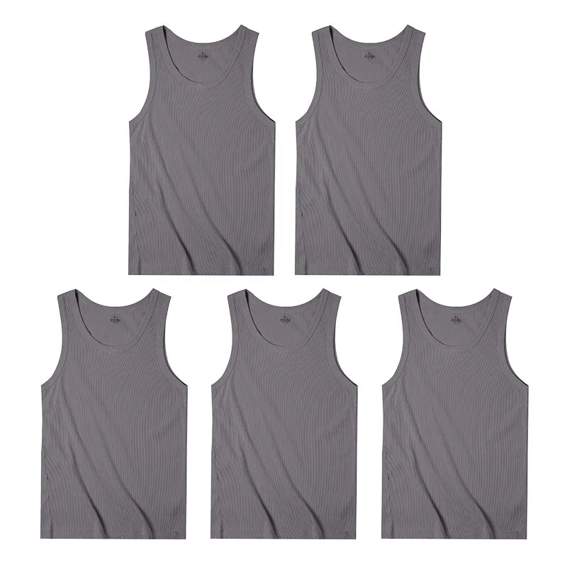 Maden Casual Men's Sleeveless Tank Tops Heavyweight Solid Color Ribbed Vest for Summer Slim Fit Sports Fitness Training T-shirt