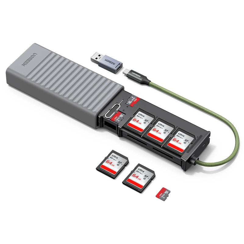 UGREEN USB-C Card Reader Storage Case High-Speed Memory Card Case OTG Adapter with 12 Slots Holder for Cameras SD TF Card Holder