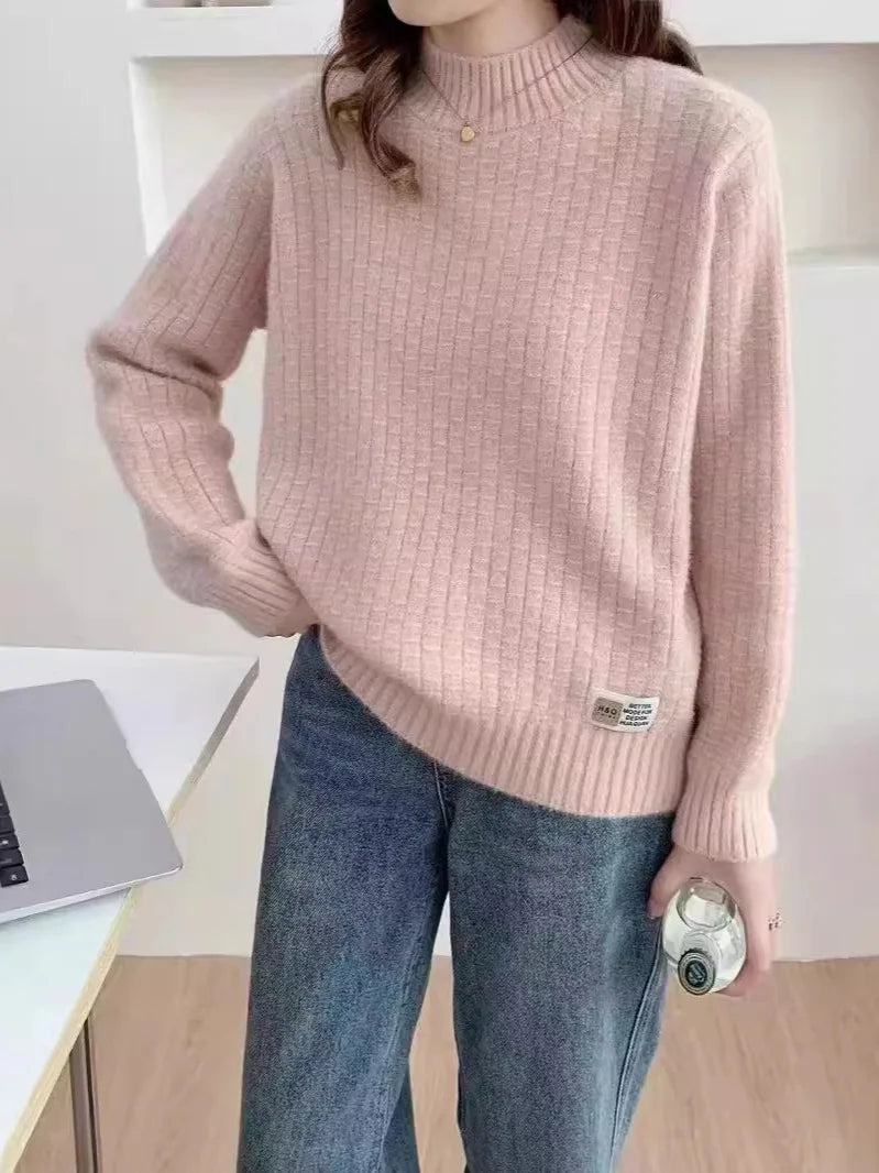 Knitwear Woman Clothes New Half Turtleneck Warm Pullover Tops Spring Autumn Women's Sweater Knitting Jumper Female Clothing
