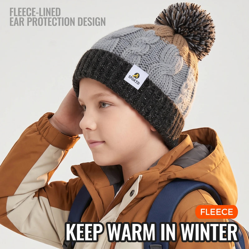 WRELS Merino Wool Knitted Hat Thick Warm Skull Cap Windproof Ear Protection Boys Girls Kids Winter Hiking Outdoor Skiing  Beanie