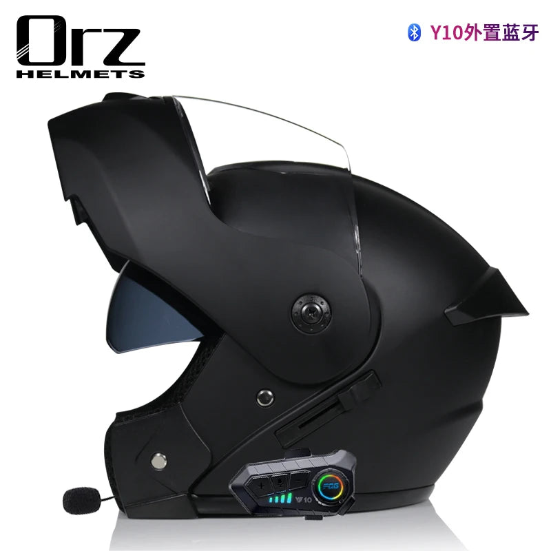 Bluetooth Motorcycle Full Face Helmet Men Women Safety Downhill Motocross Racing Modular Flip Up Helmet Casco Moto DOT Approved
