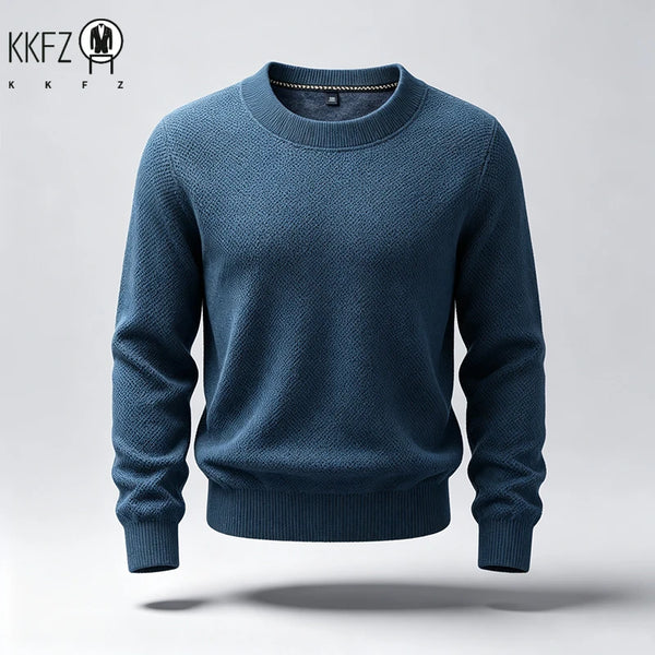 New Arrival Mens Crew Neck Knit Sweater Thick Soft Textured Knit Material Slim Cut Long Sleeve Autumn Winter Outer Tops