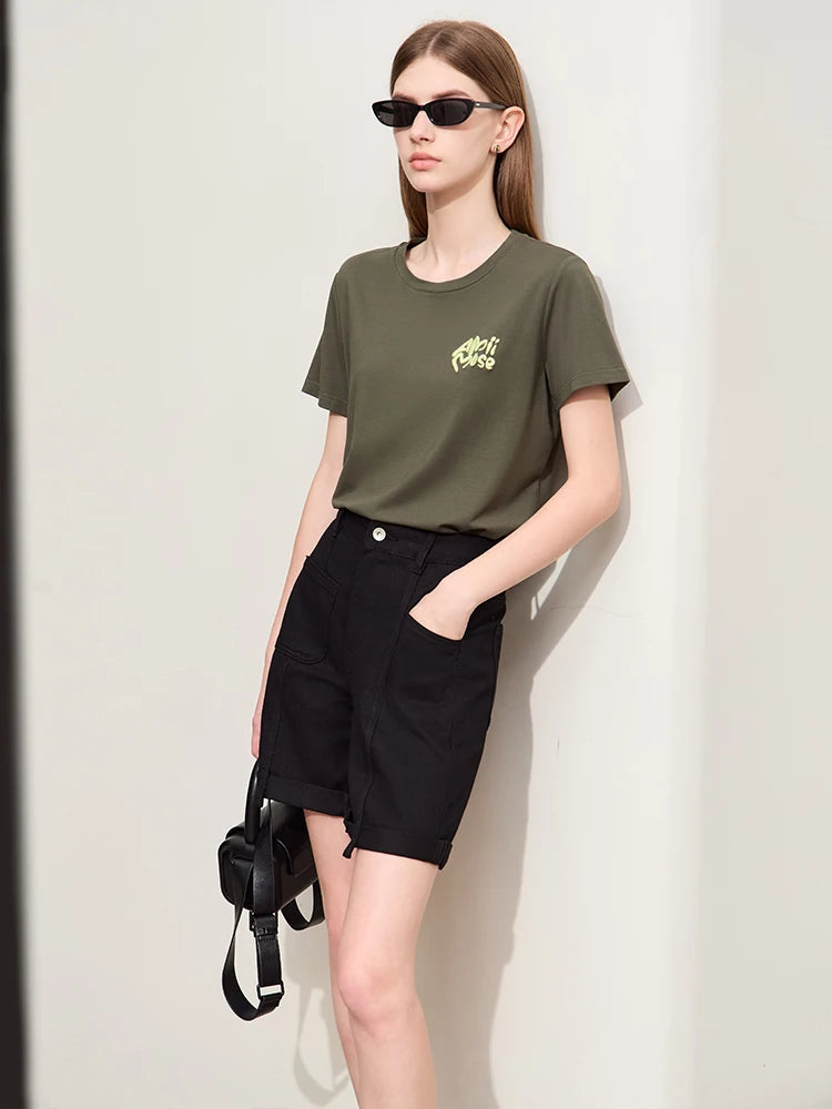 ខោខូវប៊យ Amii Minimalism ស្រី 2026 រដូវក្តៅថ្មី គែមបត់ រលុង ម៉ូដបែប Retro សម្រាប់ស្ត្រី 12442279