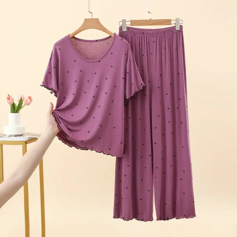 Thin Modal Short Sleeve Sleepwear Women's Pajamas Ladies Summer New Nightie Loose Pyjama Set Woman Female Sleeping Loungewear