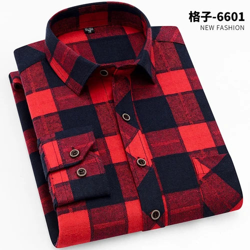 2026 New Men's Long Sleeved Shirts, Autumn Classic Plaid Shirt, with Single Breasted Lapels Camisas 17 Color Grid To Choose From
