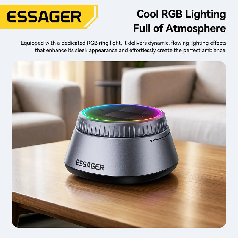 ឧបករណ៍ទទួលសំឡេង Essager Bluetooth 6.0 3.5mm RCA Music Wireless Adapter ជាមួយភ្លើង RGB សម្រាប់ទូរស័ព្ទ NFC Android សម្រាប់ឧបករណ៍បំពងសម្លេងរថយន្ត