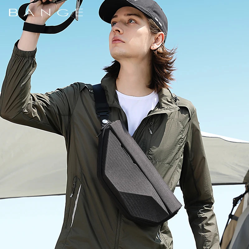 BANGE Men Oxford Waterproof Multifunction Hard Shoulder Bags Messenger Chest Sling Crossbody Bags Travel For 7.9 inch iPad