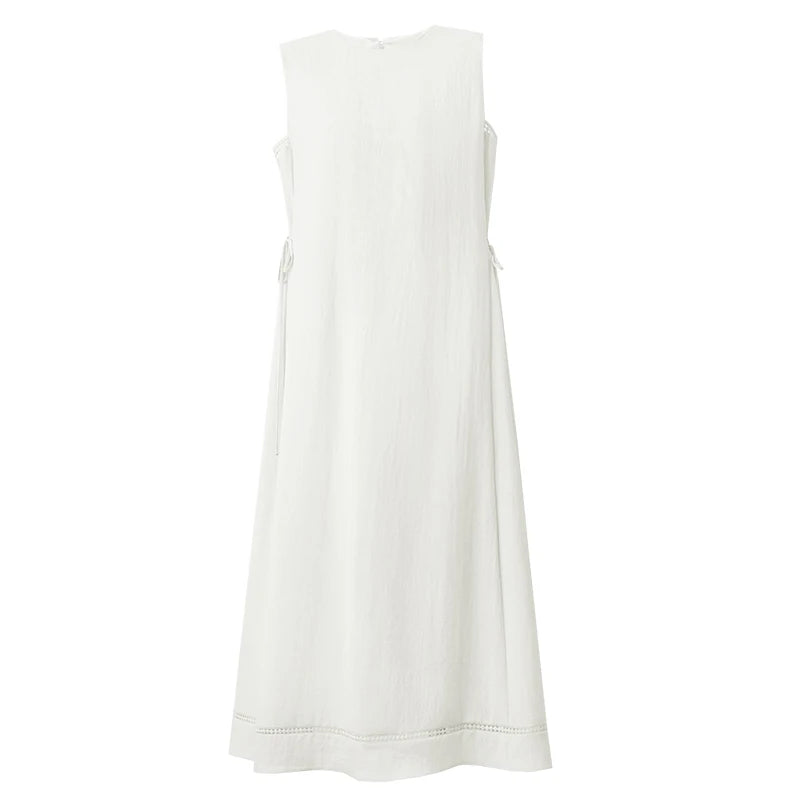 Amii Women's Casual Dresses 2026 Summer New O-Neck Lace Cutout Sleeveless Loose Fit Casual A-Line Long Dress For Women 12642178