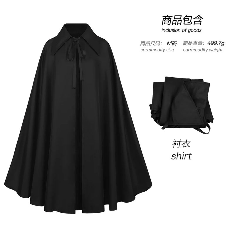 2026 Halloween Red Cape Unisex, Black Steampunk Vintage Lapel Sleeveless Jacket.