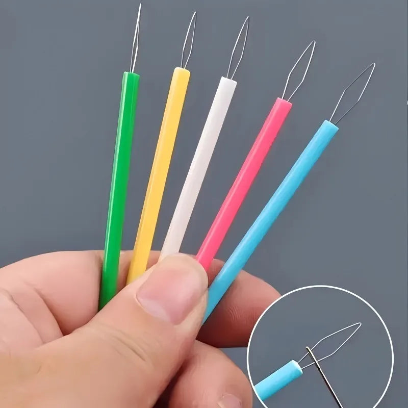 5pcs Colorful Threaders - Cylindrical Threading Tool Set, DIY Sewing Accessories, Easy Needle Threader, Beading Aid for Seniors.