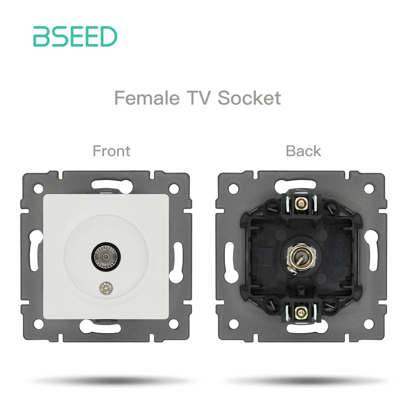 BSEED Wall Button Switch 1/2Gang USB Type-C Wall Socket Module Part Internet TV Telephone Socket Plastic Frame DIY Function Part