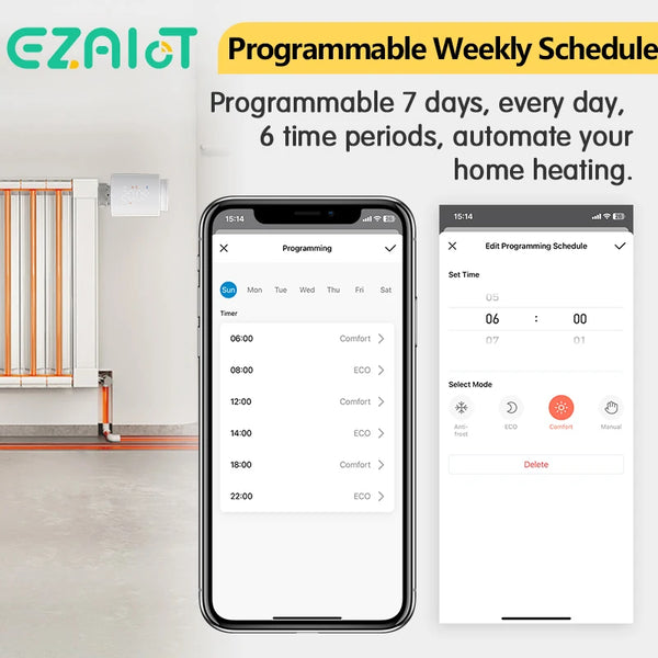 វ៉ាល់កម្តៅកម្តៅឆ្លាតវៃ WiFi ZigBee TRV Tuya Radiator APP បញ្ជាពីចម្ងាយ ឧបករណ៍បញ្ជាសីតុណ្ហភាពដែលអាចសរសេរកម្មវិធីបាន Alexa Google Home