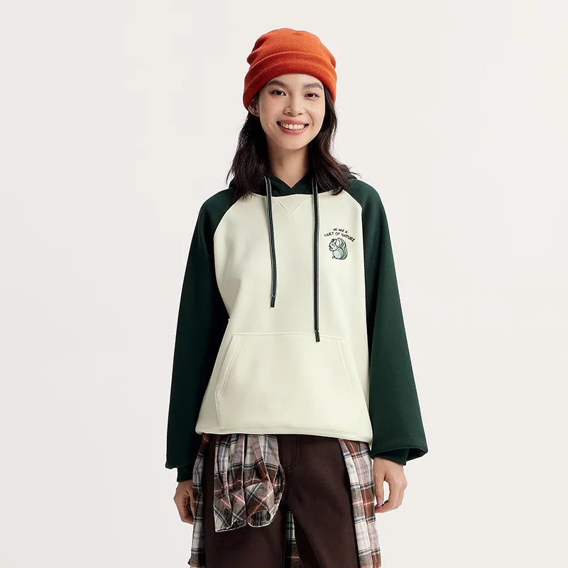 Semir Hooded Sweatshirt Fleece Graphic Pullover Women 2025 Winter Loose Fit Casual Wear Long Sleeve Top