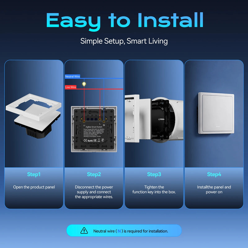 BSEED Zigbee Click Switch 1/2/3/4Gang Smart Button Light Switch With EU Power Socket Plastic Frame Tuya Smart Life Alexa Control