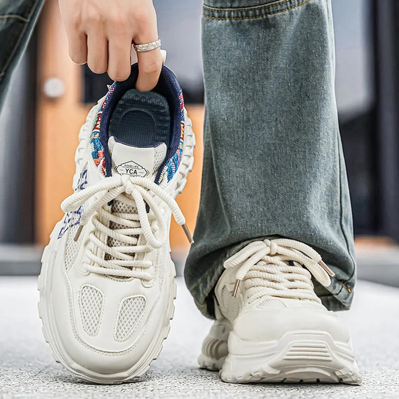 Men's platform casual shoes four season breathable light soft-sole non-slip comfort walking shoes fashion Joker outdoor sneakers