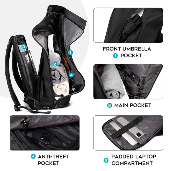 Bange Men Fashion Backpack 15.6 inch Multifunctional Waterproof Backpack Daily Travel Bag Casual School Rucksack with Buckle