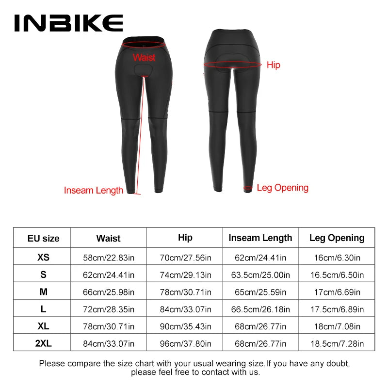 INBIKE 2024 Women's Cycling Pants Long Padded Bike Tights Legging for Riding with Pockets MTB Mountain Biking Pants Accessories