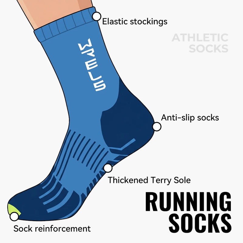 WRELS Sports Socks Arch Support 3D Anti Slip Quick Dry Breathable Cushioned Soccer Gym Training Outdoor Athletic Socks Men Women