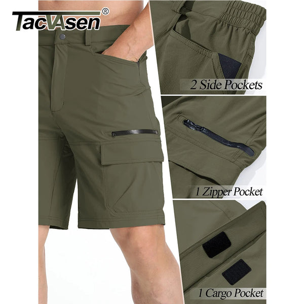 TACVASEN Summer Quick Drying Nylon Work Shorts Mens Casual Hiking Cargo Shorts Lightweight Outdoor Fishing Short Pants