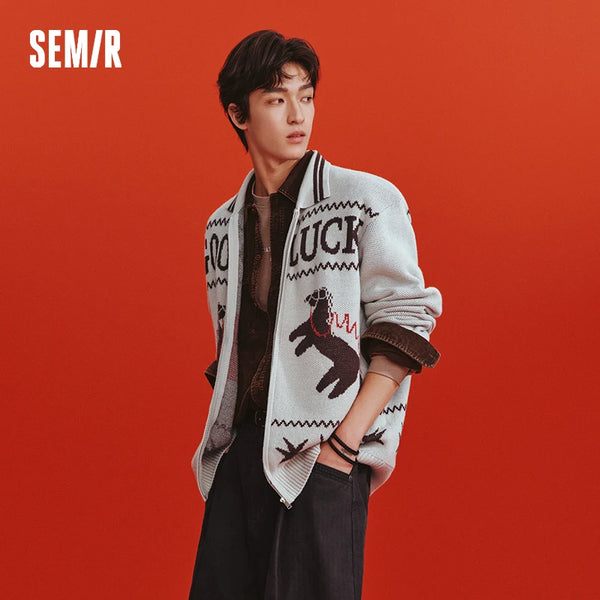 អាវក្រៅ Semir សម្រាប់នារី 2026 មានខ្សែរ៉ូតរលុង លំនាំសប្បាយៗ កអាវបេស្បលពណ៌ប្រផេះ ទន់ ក្តៅ ធម្មតា