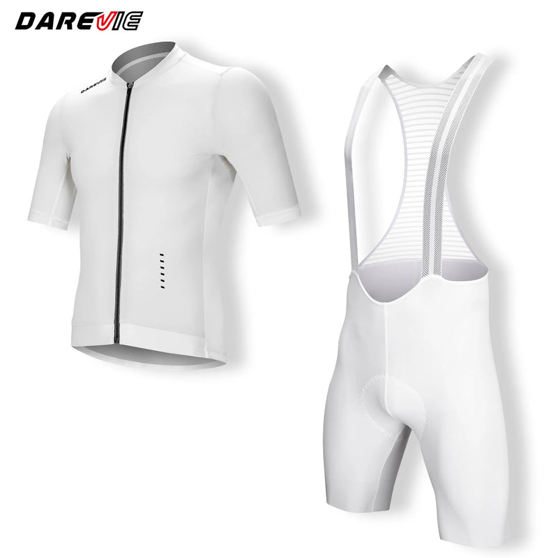 ឈុតជិះកង់ DAREVIE សម្រាប់បុរស 90kg/m³ បន្ទះការពារការប៉ះទង្គិច 3D ស្ងួតរហ័ស ពណ៌ស សម្រាប់បុរស ស្រាល ទន់ ជិះកង់ Maillot PRO