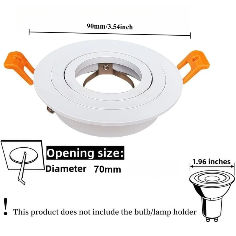 JOYINLED 1/10PCS Round LED Recessed Spotlight Frame GU10 MR16 Adjustable Downlight Housing Ceiling Trim White Black 70mm Cutout