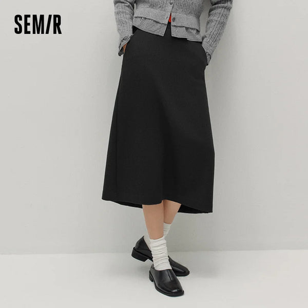 សំពត់ស្ត្រី Semir ធ្វើពីរោមចៀមសិប្បនិម្មិតរឹង វែង បំបែកជាខ្សែ ស្លីម ឆ្លាតវៃ ធម្មតា សម្រាប់ធ្វើដំណើរ រដូវរងា សំពត់មីឌី រចនាប័ទ្មប្រចាំថ្ងៃ ឆ្នាំ២០២៦