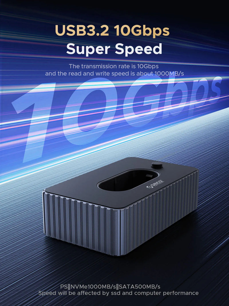 ORICO M.2 NVMe SATA SSD Enclosure Docking Station USB 3.2 Gen 2 10Gbps External Docking Base with lock latch Tool Free