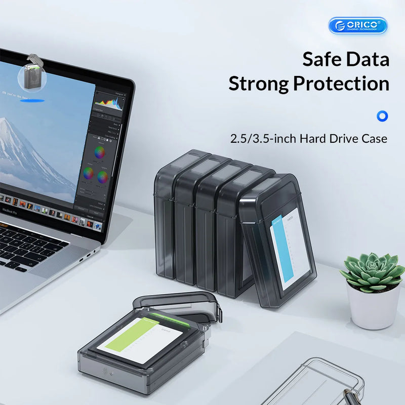 ORICO 5Pcs 2.5" HDD Storage Case Multi-disk Storage 2.5/3.5" HDD Protection Box for Hard Drive with label Design Moisture proof