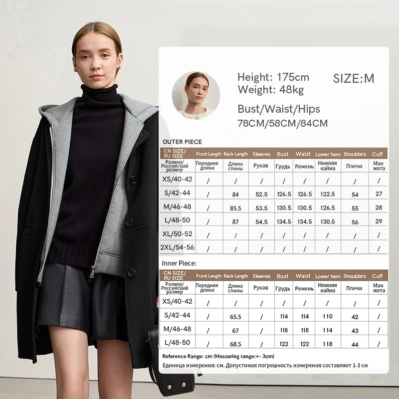 Amii Women's Coat 2026 Winter New Versatile Single Breasted Double-sided Woolen Coat Hooded Knitted Vest Two-piece Set 12524131