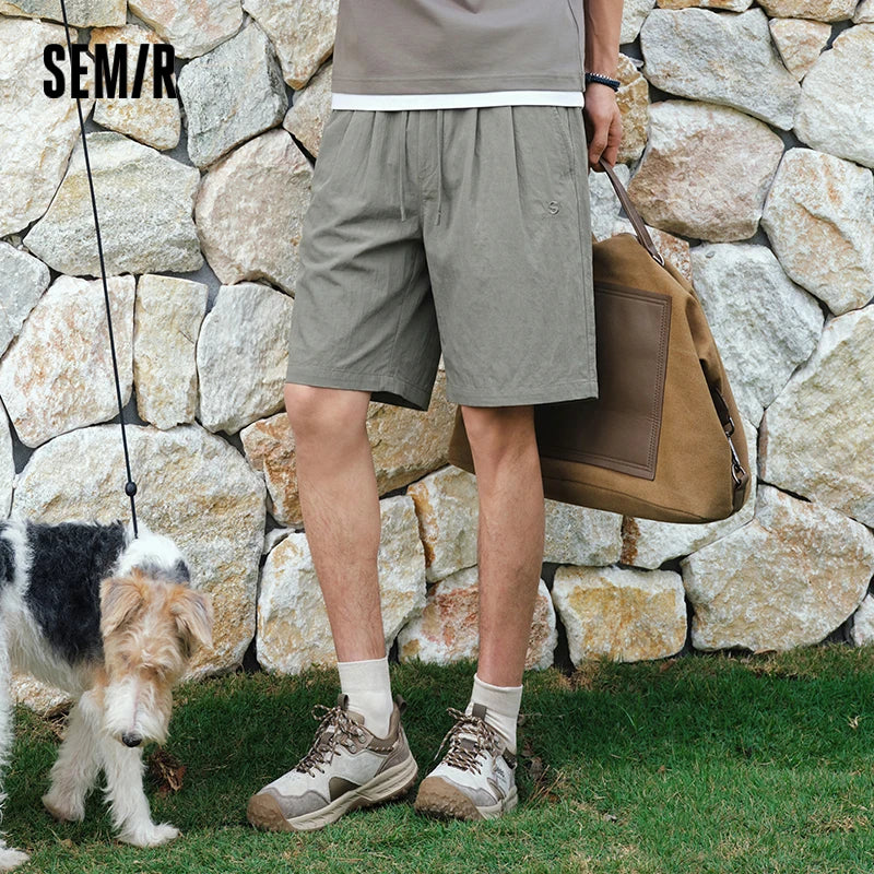 Semir Men Pants Casual Twill Micro Wrinkle Relaxed Drape Neat Fashion Shorts 2026 Summer Minimalist Daily Wear Top