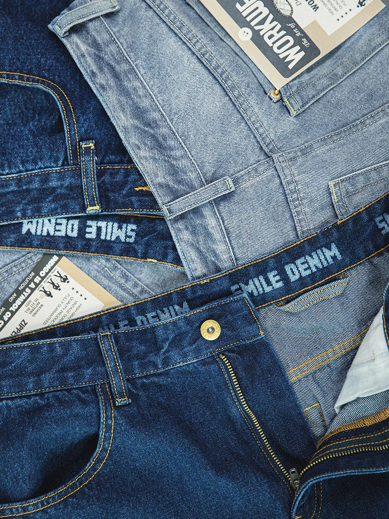 ខោខូវប៊យ Maden លាងសម្អាត Denim ទំហំ 12.8 អោន ខោរលុងបែប Retro ខោប៉ោង ទំហំធំ 28-38 សម្លៀកបំពាក់បុរសទាន់សម័យ មាន 2 ពណ៌