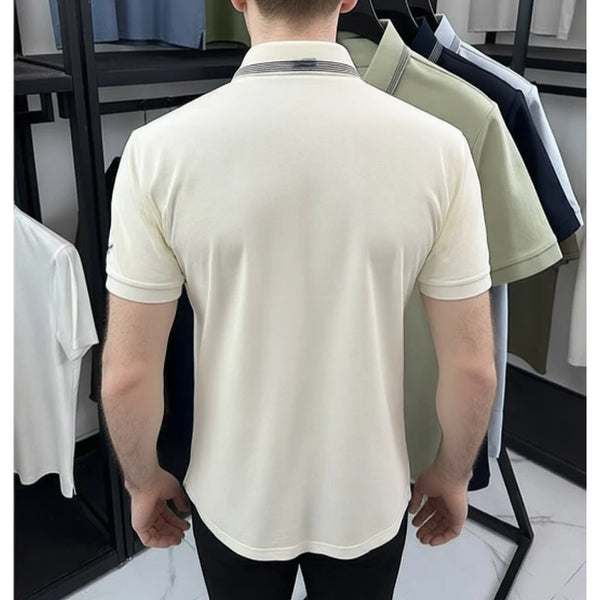 Men's Short-Sleeved Polo Shirt  7A Antibacterial, High-End Quality,70% Cotton Breathable, Sweat-wicking, Elegant Commute T-shirt
