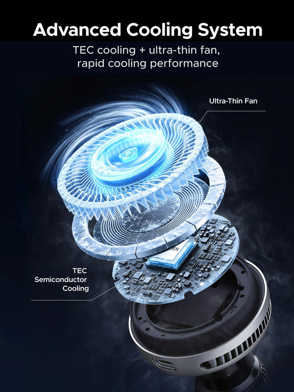 UGREEN MagFlow Pro Qi2.2 25W Magnetic Wireless Car Charger with Cooling Fan For iPhone 16 17 Pro Car Phone Holder Fast Charging