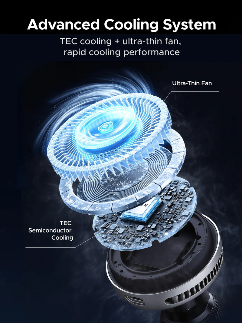 UGREEN MagFlow Pro Qi2.2 25W Magnetic Wireless Car Charger with Cooling Fan For iPhone 16 17 Pro Car Phone Holder Fast Charging