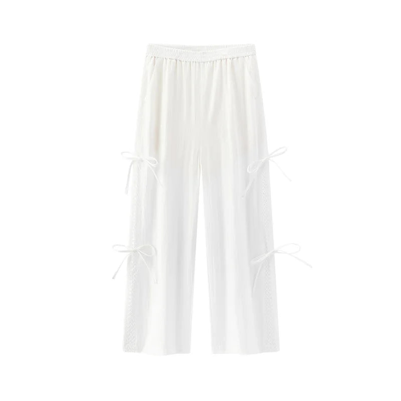 Semir Women Pants Bowknot Lace Loose Wide Leg Long Pants 2026 Summer Sweet Casual