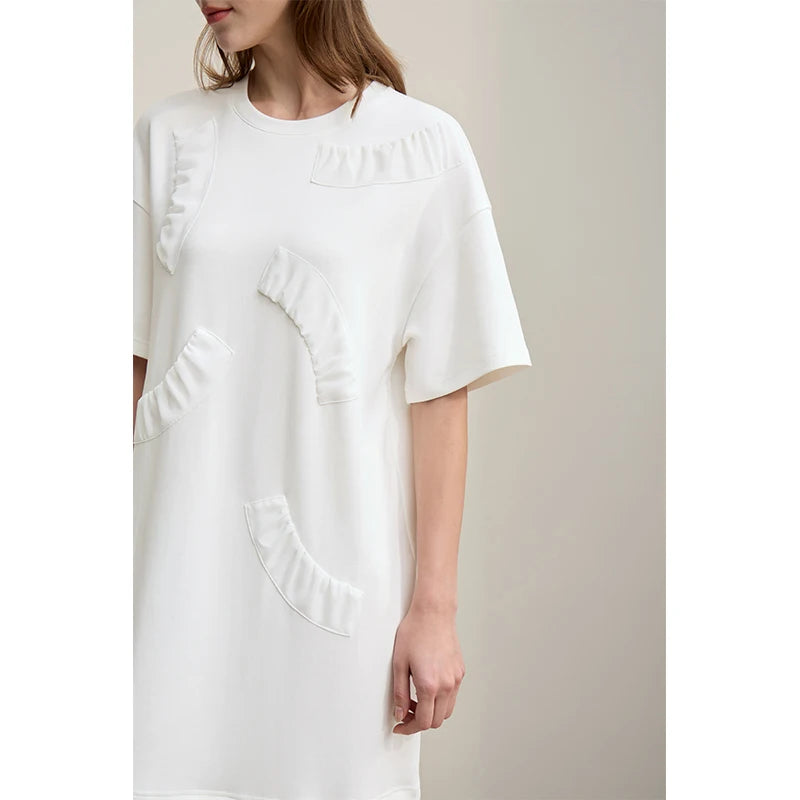រ៉ូបនារី Amii ឆ្នាំ២០២៦ រដូវក្ដៅថ្មី កអាវខ្លី ស្មាខ្លី រ៉ូប Chiffon ប៉ាក់លំនាំ សំពត់មីឌីរលុងធម្មតា 12622032