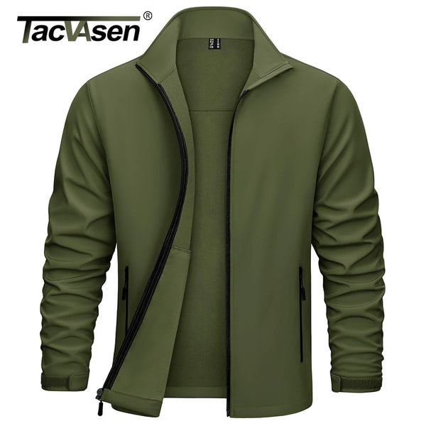 TACVASEN Men's Outdoor Waterproof Hiking Jackets Full Zip Up Fleece Work Jacket Coat Trekking Camping Fishing Windbreaker Male
