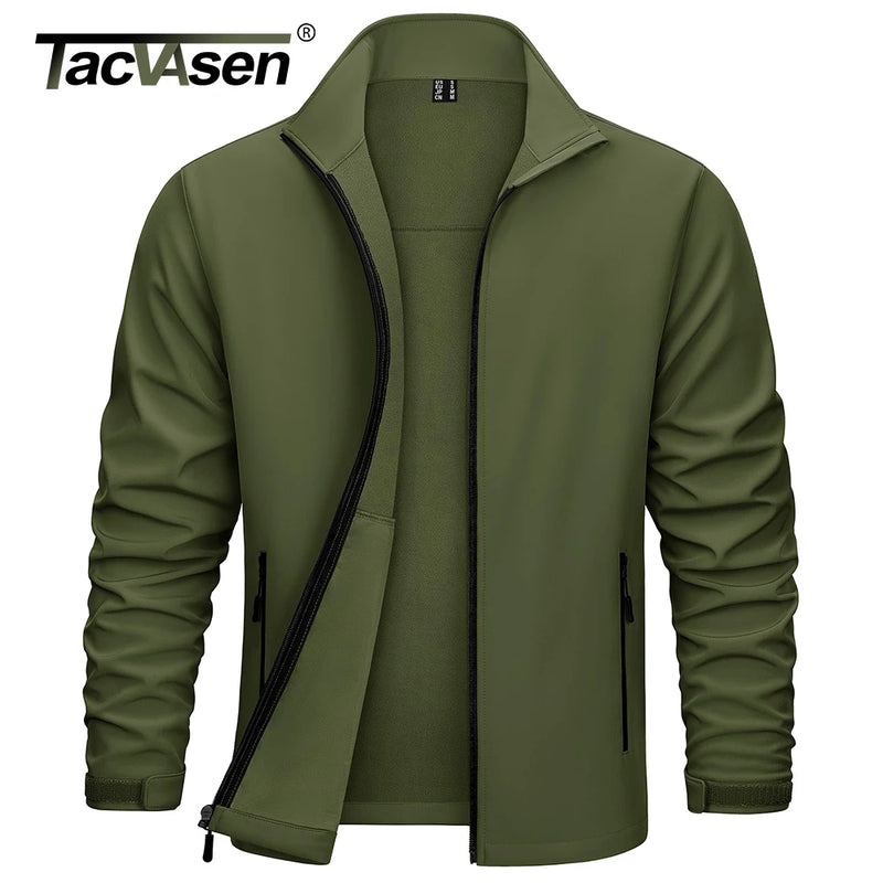 TACVASEN Men's Outdoor Waterproof Hiking Jackets Full Zip Up Fleece Work Jacket Coat Trekking Camping Fishing Windbreaker Male