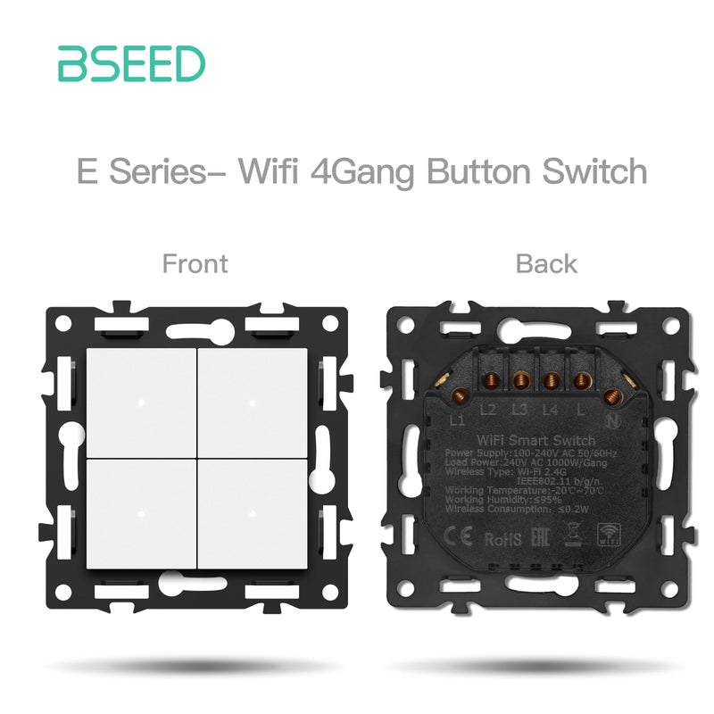 BSEED E Series WIFI Click Switch Function Part Smart Light Switch DIY Part Free Combination White Black Gold Grey Color